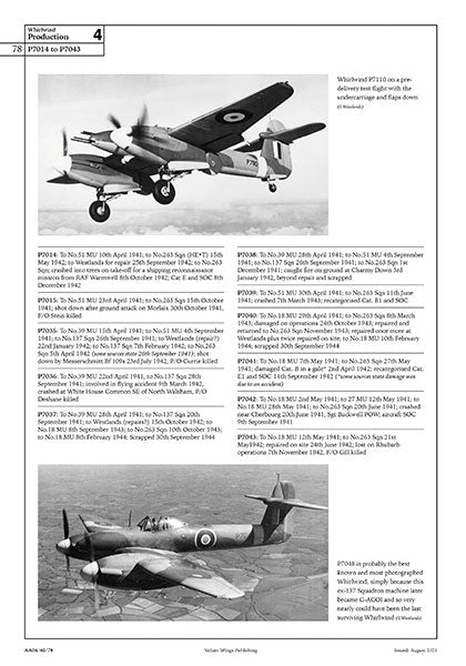 Valiant Wings Publishing AA-04 The Westland Whirlwind Airframe Album No 4 A Detailed Guide to The RAF's Twin-engine Fighter by Richard A. Franks (Second Edition)