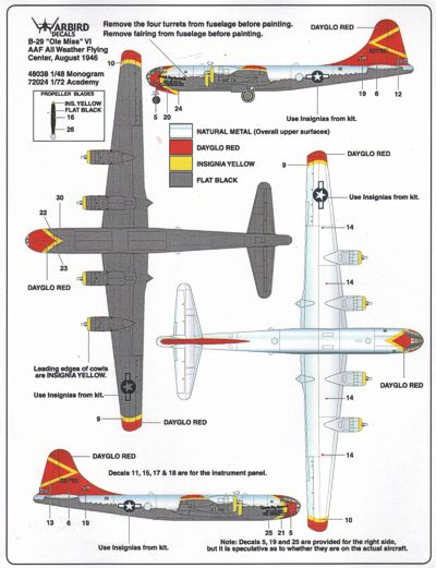 Warbird Decals 48038 1:48 Boeing B-29A Superfortress