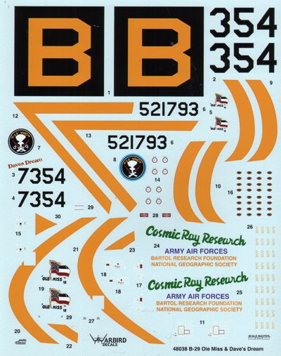 Warbird Decals 48038 1:48 Boeing B-29A Superfortress