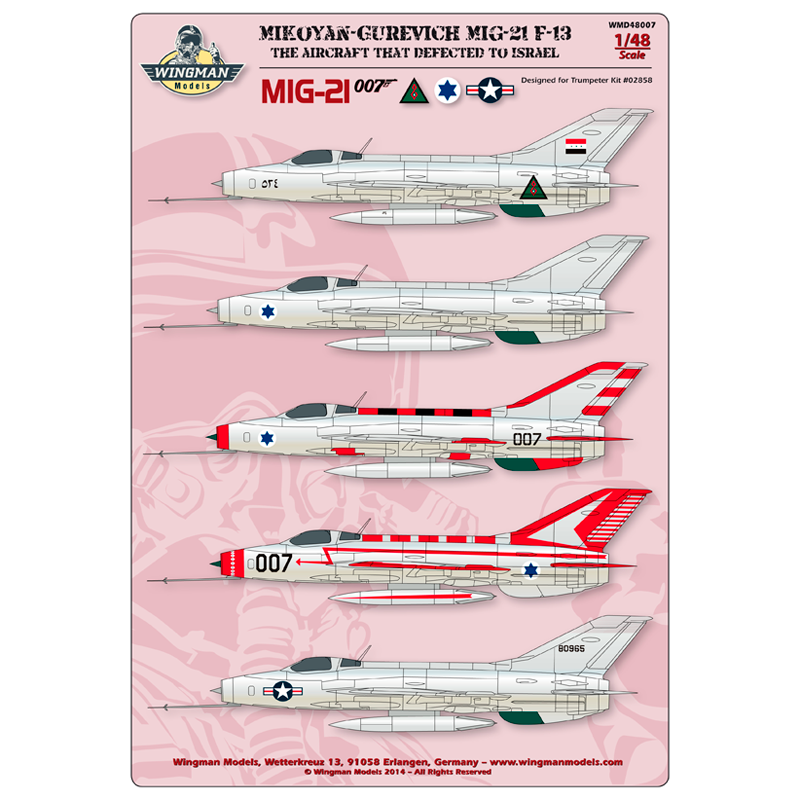 Wingman Models WMD48007 1:48 Mikoyan MiG-21 F-13 007 Defector to Israel - The Aircraft That Defected to Israel