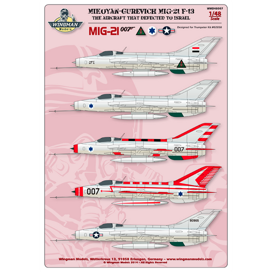 Wingman Models WMD48007 1:48 Mikoyan MiG-21 F-13 007 Defector to Israel - The Aircraft That Defected to Israel