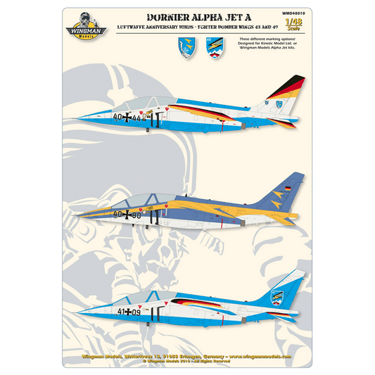 Wingman Models WMD48010 1:48 Luftwaffe Dassault-Dornier Alpha Jet Anniversary Birds. (FBW 43 and FBW 49)