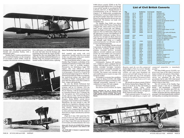 Warpaint Series WPS153  Handley Page Night Bombers 0/100, 0/400 & V/1500