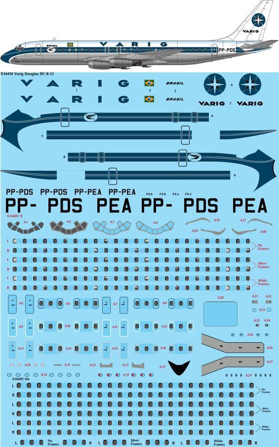 26 Decals X14410 1:144 Varig Brasil Douglas DC-8-32