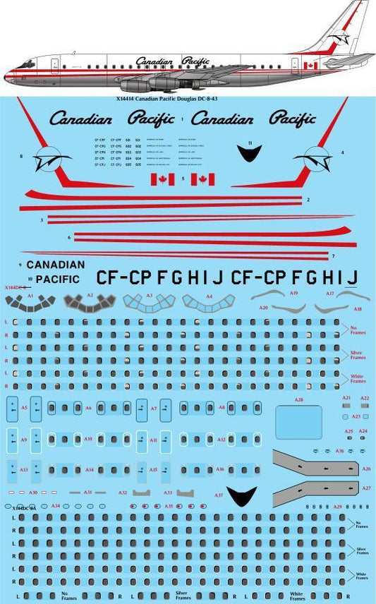 26 Decals X14414 1:144 Canadian Pacific (Delivery) Douglas DC-8-43