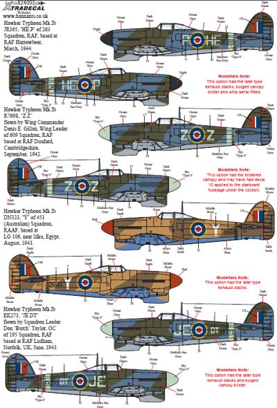 Xtradecal 24002 1:24 Hawker Typhoon Mk.Ib Car Door