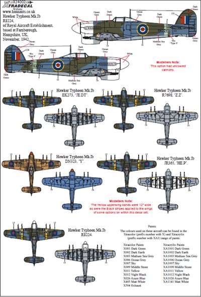 Xtradecal 24002 1:24 Hawker Typhoon Mk.Ib Car Door