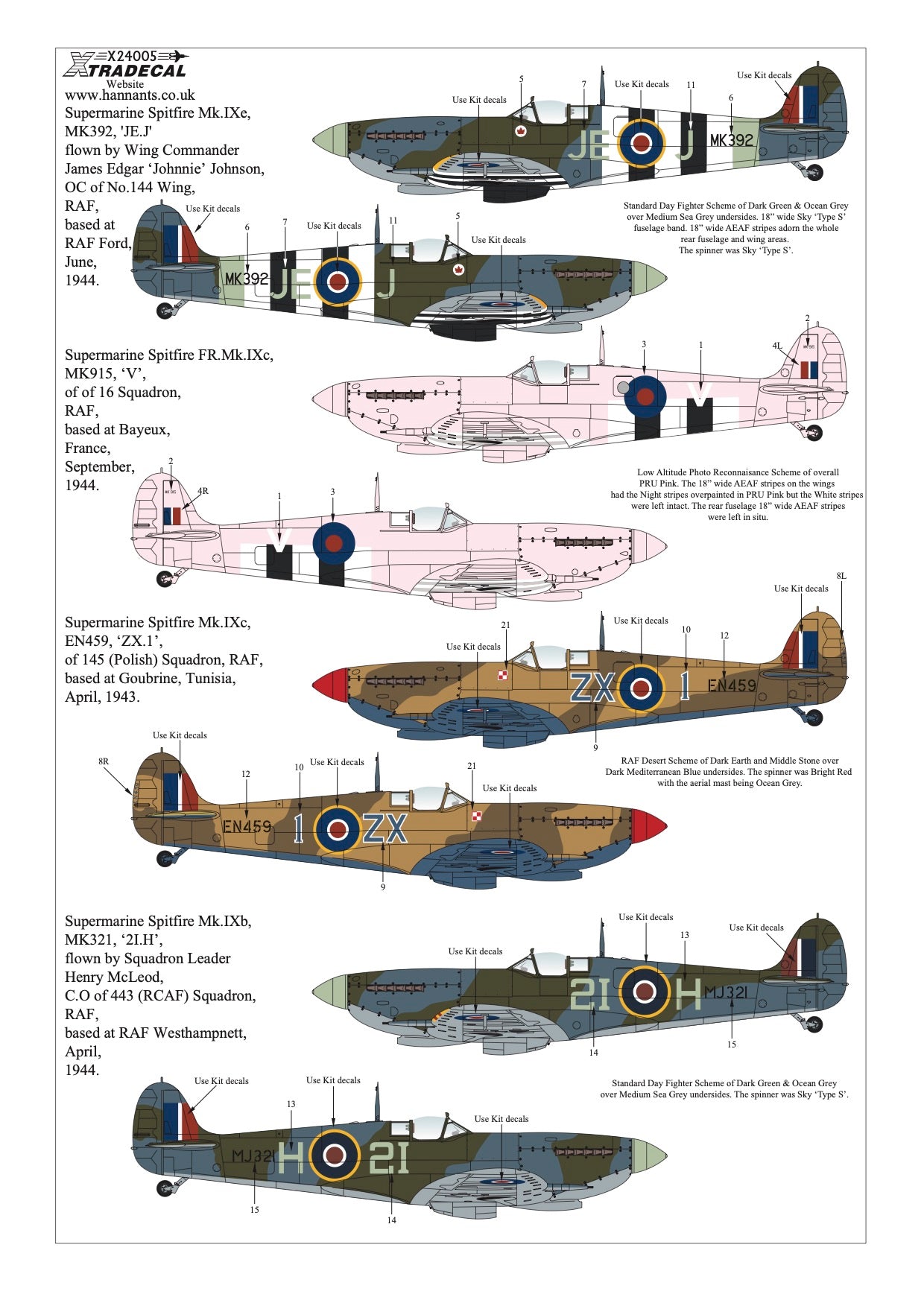 Xtradecal 24005 1:24 Supermarine Spitfire Mk.IX Collection Part 2