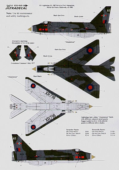 Xtradecal 32010 1:32 BAC/EE Lightning F.3