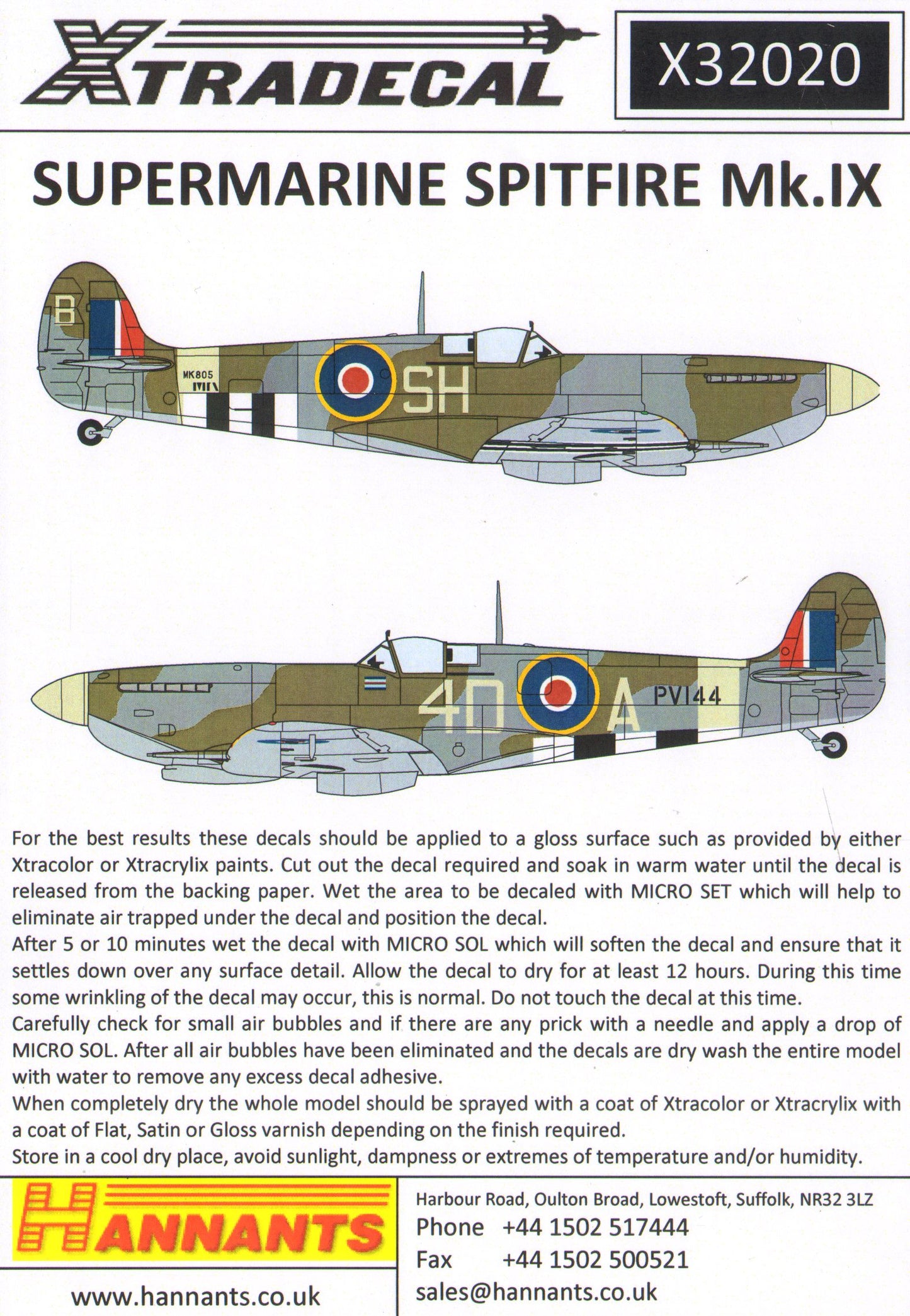 Xtradecal 32020 1:32 Supermarine Spitfire Mk.IXc