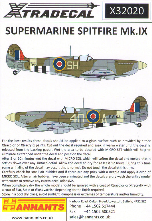 Xtradecal 32020 1:32 Supermarine Spitfire Mk.IXc