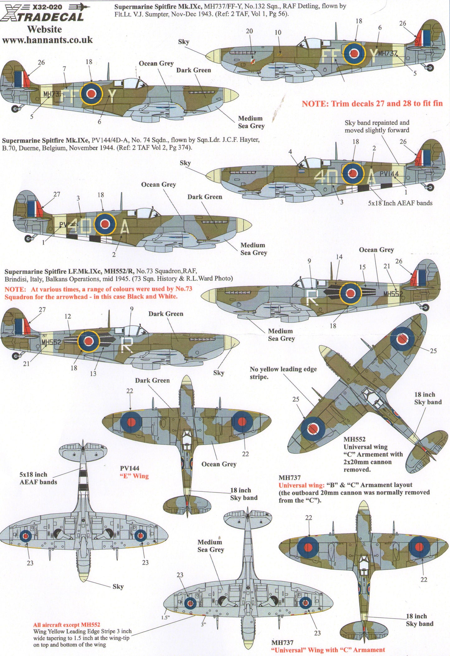 Xtradecal 32020 1:32 Supermarine Spitfire Mk.IXc