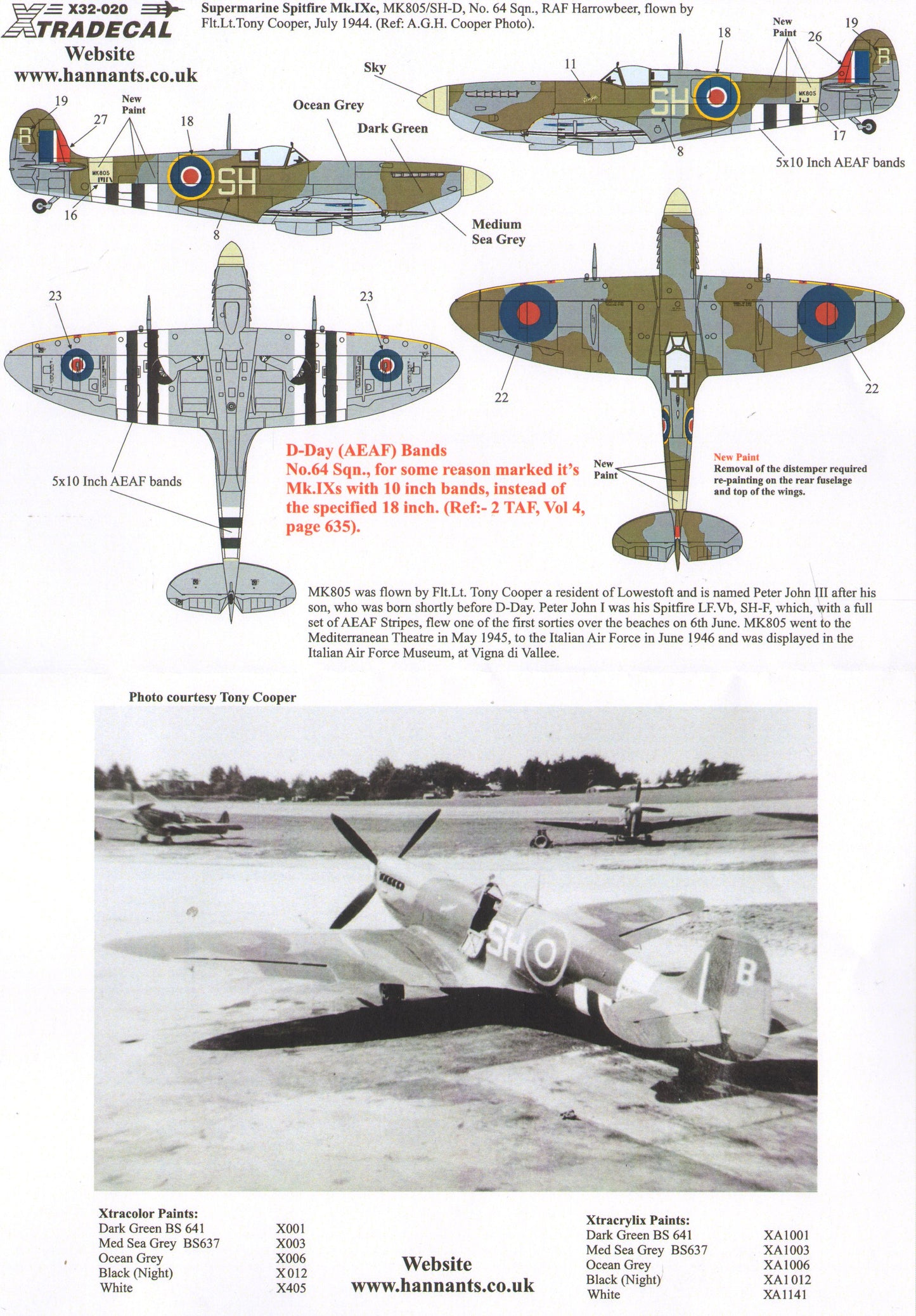 Xtradecal 32020 1:32 Supermarine Spitfire Mk.IXc