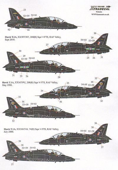 Xtradecal 32029 1:32 BAe Hawk T.1A Late Overall Black Schemes