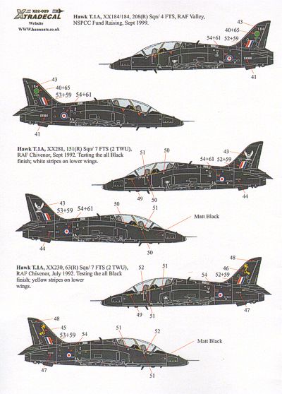 Xtradecal 32029 1:32 BAe Hawk T.1A Late Overall Black Schemes