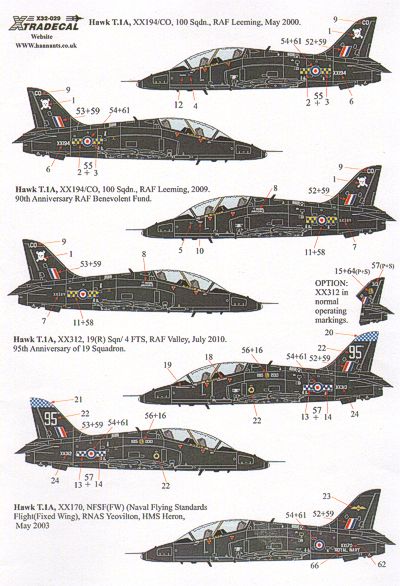 Xtradecal 32029 1:32 BAe Hawk T.1A Late Overall Black Schemes