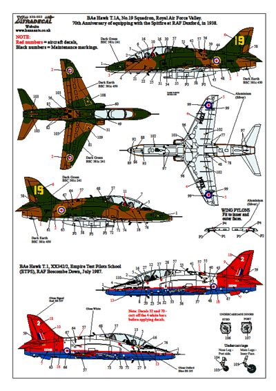 Xtradecal 32033 1:32 BAe Hawk T.1/T.1A