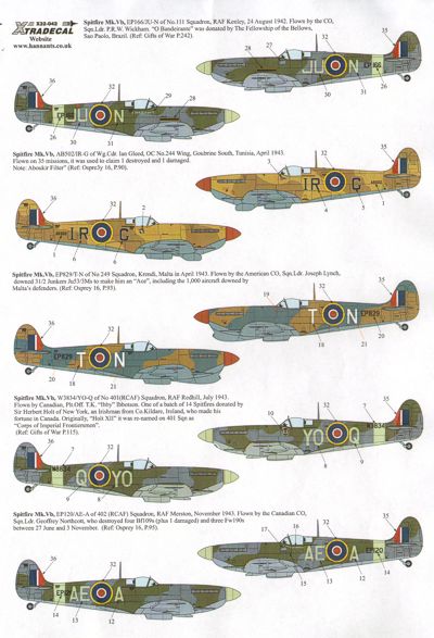 Xtradecal 32042 1:32 Supermarine Spitfire Mk.Vb Late