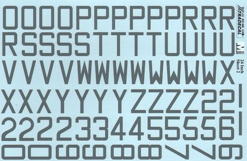 Xtradecal 32046 1:32 RAF Grey Code Letters & Numbers 24" Double Sheet