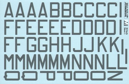 Xtradecal 32047 1:32 RAF Grey Code Letters & Numbers 30" Double Sheet