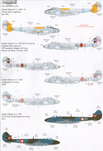 Xtradecal 32052 1:32 Gloster Meteor F.4 with Overseas Operators