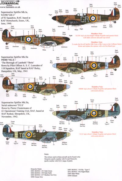 Xtradecal 32053 1:32 Supermarine Spitfire Mk.I/Mk.IIa Part 1