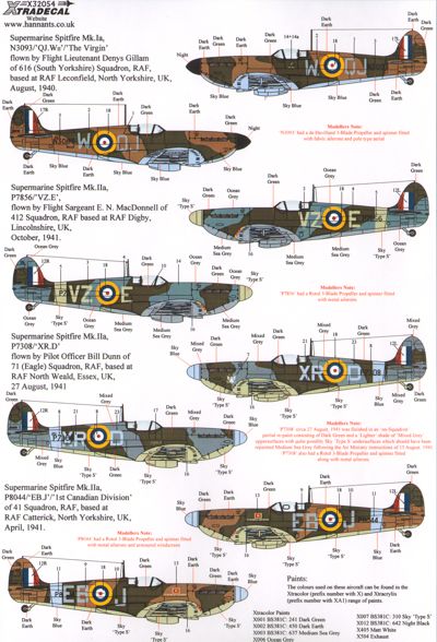 Xtradecal 32054 1:32 Supermarine Spitfire Mk.I/Mk.IIa Part 2