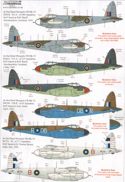 Xtradecal 32058 1:32 de Havilland Mosquito FB.Mk.VI