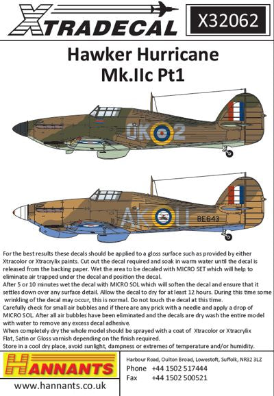 Xtradecal 32062 1:32 Hawker Hurricane Mk.IIc Part 1