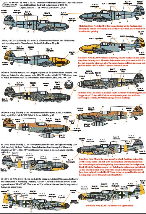 Xtradecal 32065 1:32 Messerschmitt Bf-109 Stab Part 1