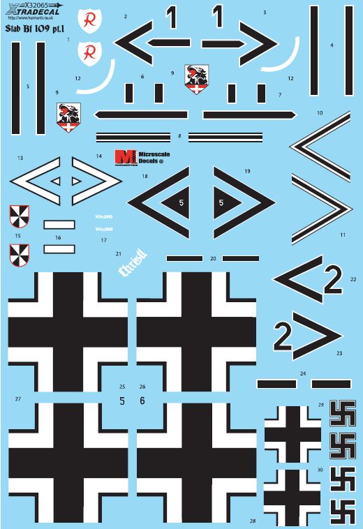 Xtradecal 32065 1:32 Messerschmitt Bf-109 Stab Part 1