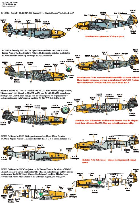 Xtradecal 32067 1:32 Messerschmitt Bf-109's with Stab Markings Part 2