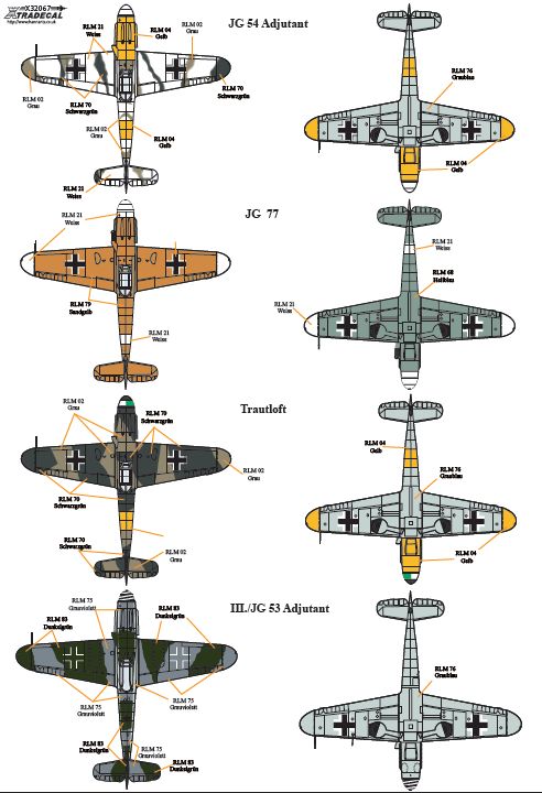 Xtradecal 32067 1:32 Messerschmitt Bf-109's with Stab Markings Part 2