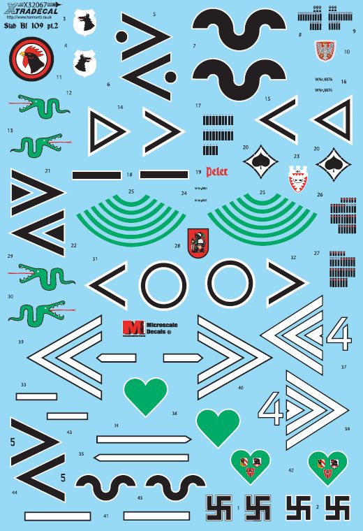 Xtradecal 32067 1:32 Messerschmitt Bf-109's with Stab Markings Part 2