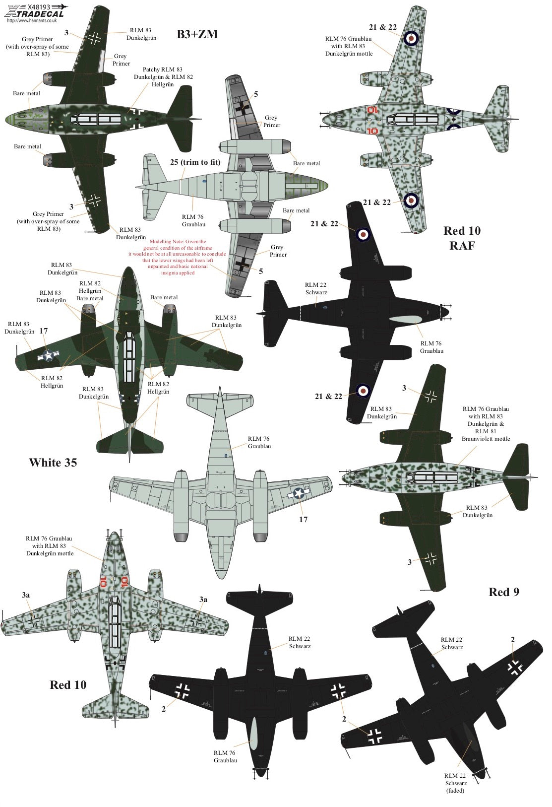 Xtradecal 32068 1:32 Messerschmitt Me-262B-1a