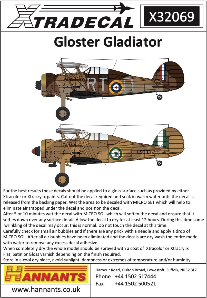 Xtradecal 32069 1:32 Gloster Gladiator