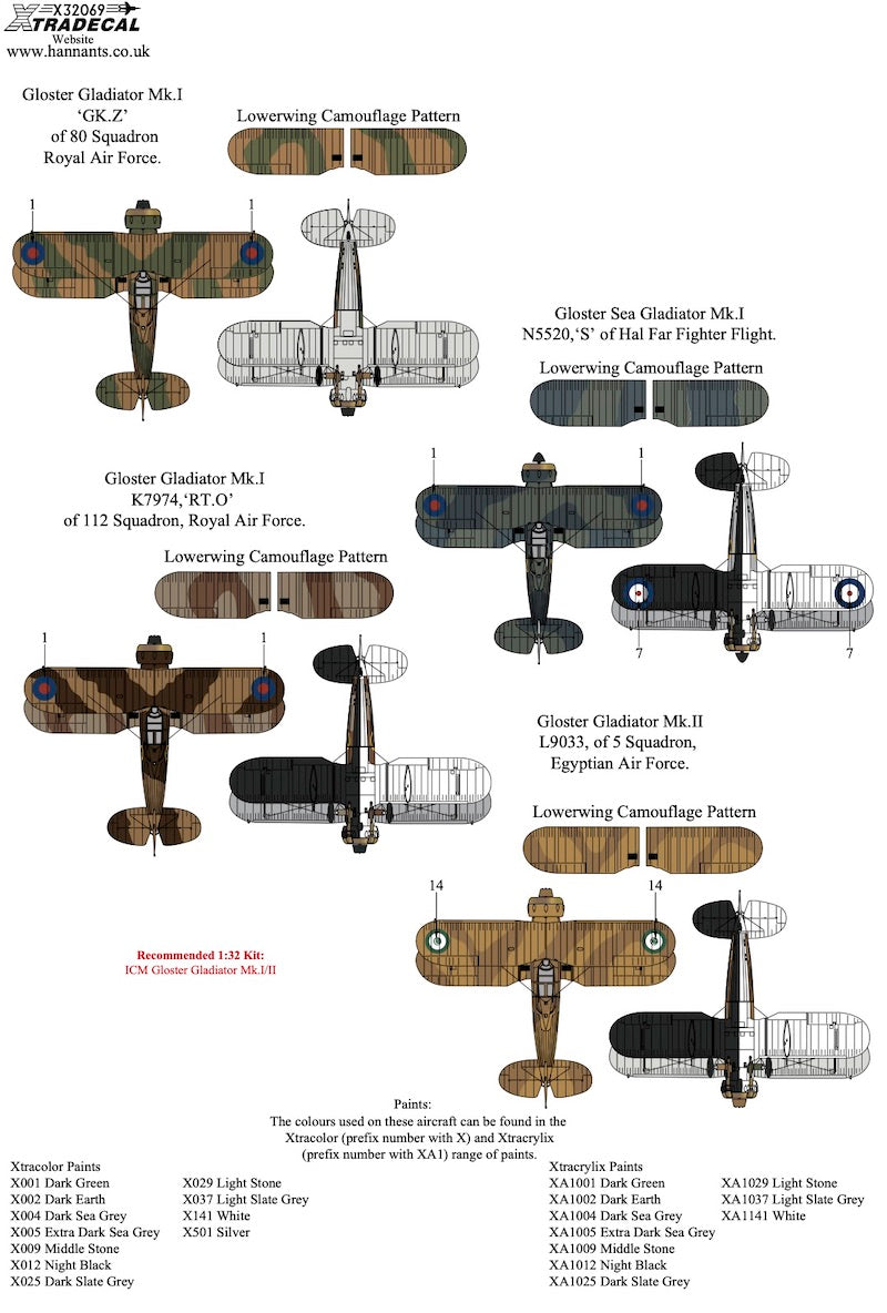 Xtradecal 32069 1:32 Gloster Gladiator