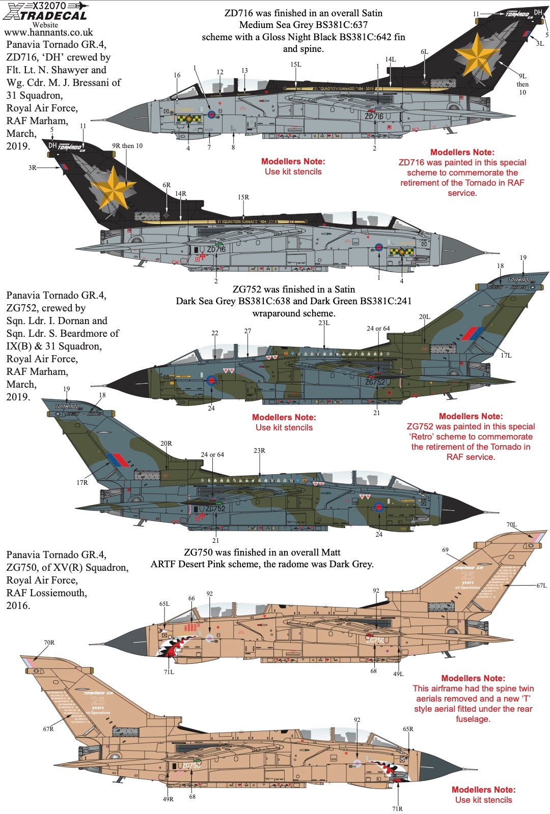 Xtradecal 32070 1:32 RAF Panavia Tornado GR.4