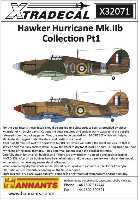 Xtradecal 32071 1:32 Hawker Hurricane Mk.IIb Collection Part 1