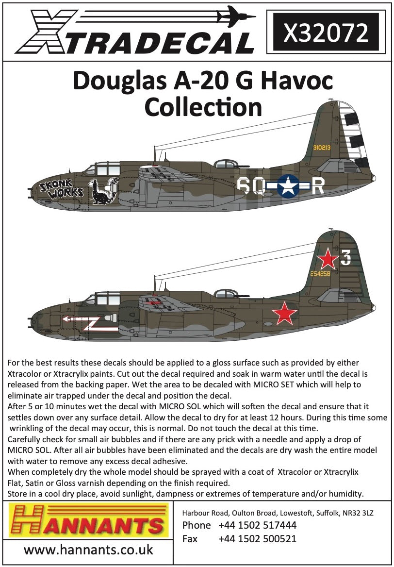 Xtradecal X32072 1:32 Douglas A-20G Havoc Collection