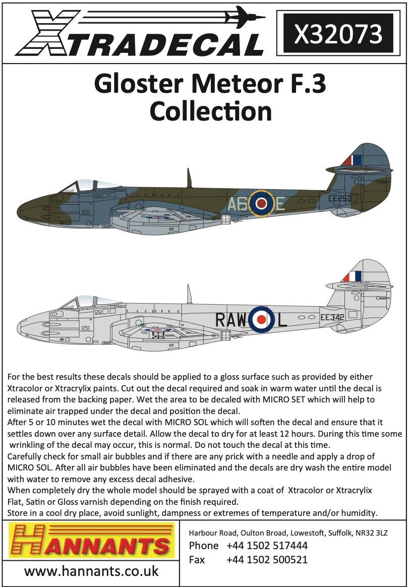 Xtradecal X32073 1:32 Gloster Meteor F.3 Collection