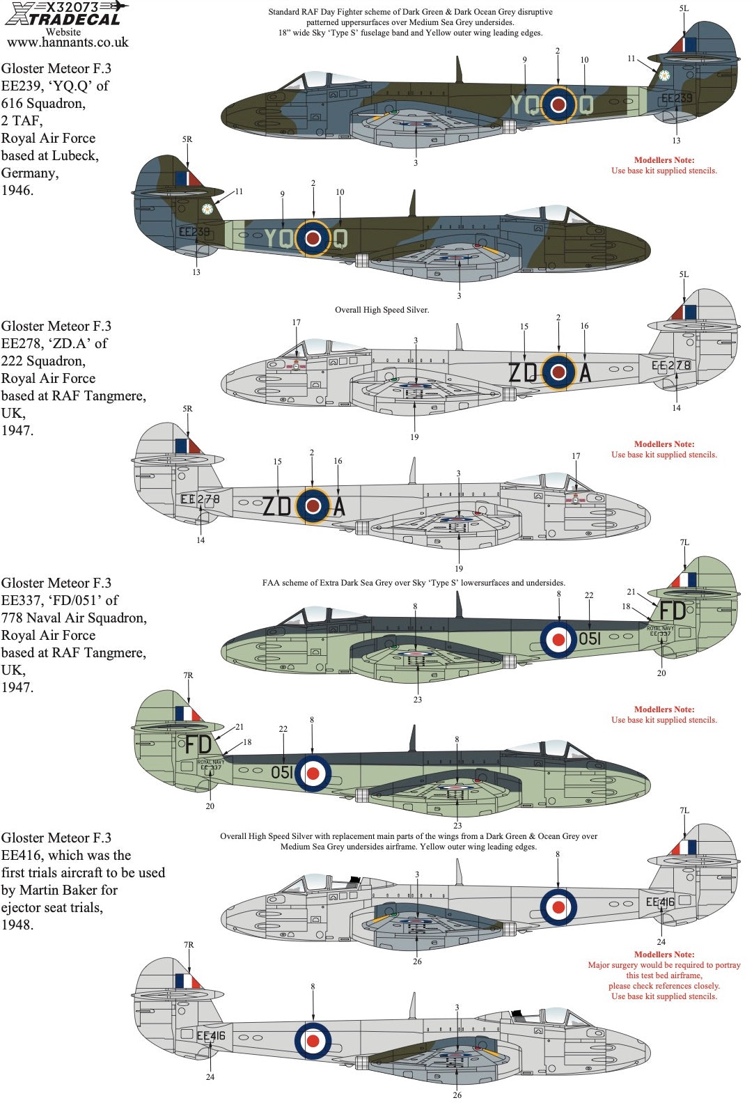 Xtradecal X32073 1:32 Gloster Meteor F.3 Collection