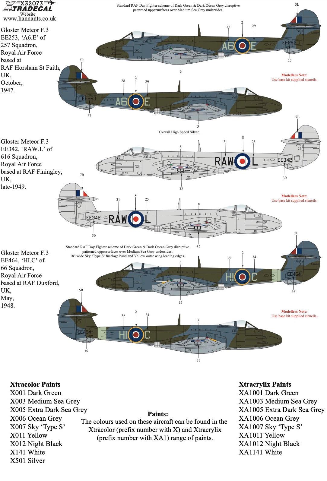 Xtradecal X32073 1:32 Gloster Meteor F.3 Collection