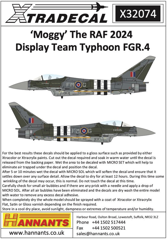 Xtradecal X32074 1:32 Moggy The RAF 2024 Display Team Eurofighter Typhoon FGR.4