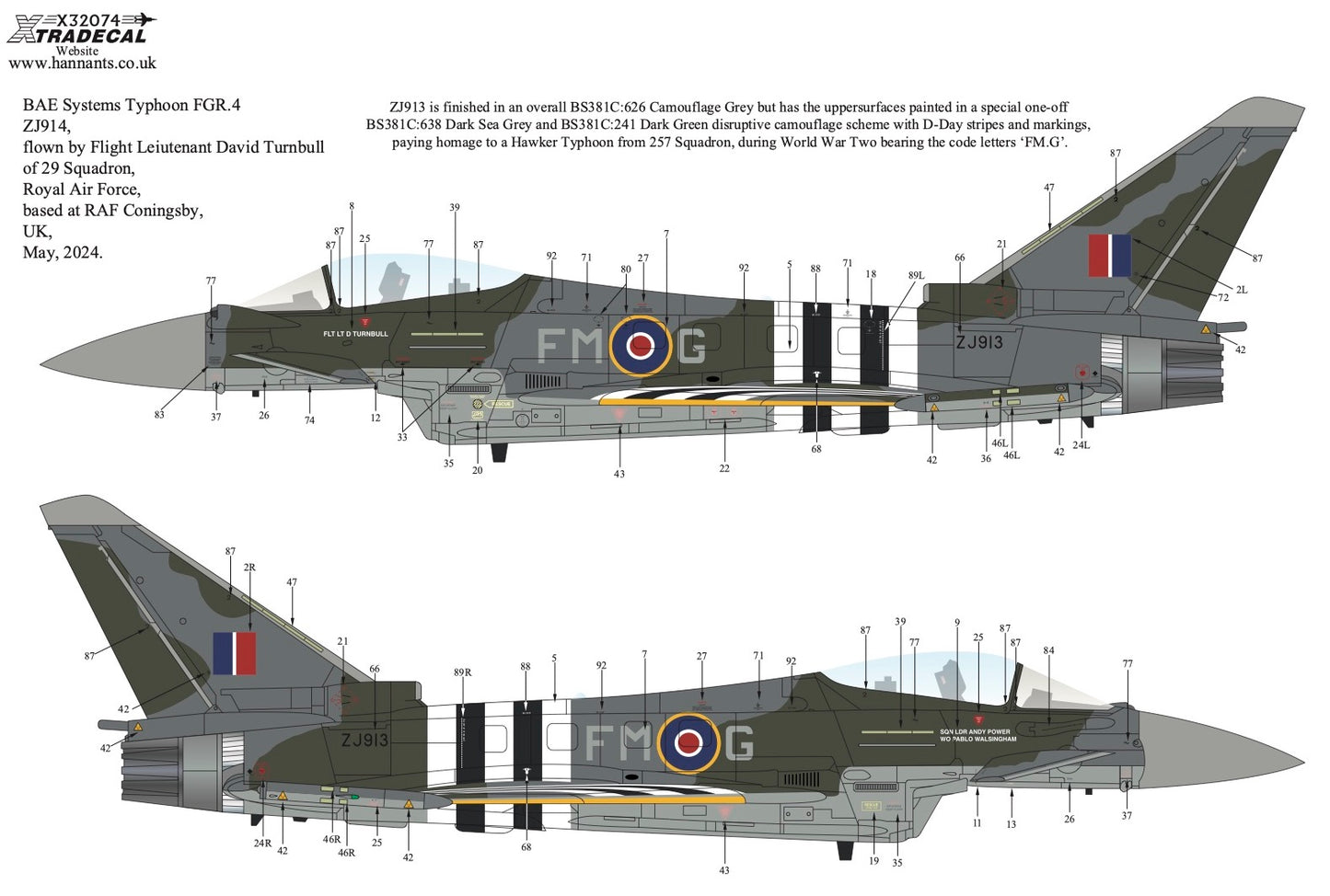 Xtradecal X32074 1:32 Moggy The RAF 2024 Display Team Eurofighter Typhoon FGR.4