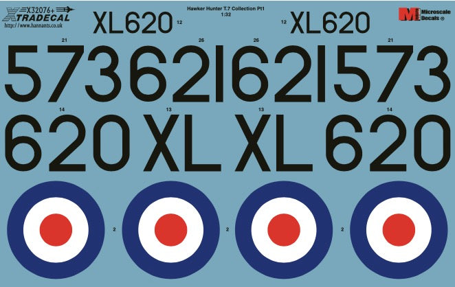 Xtradecal X32076 1:32 Hawker Hunter T.7
