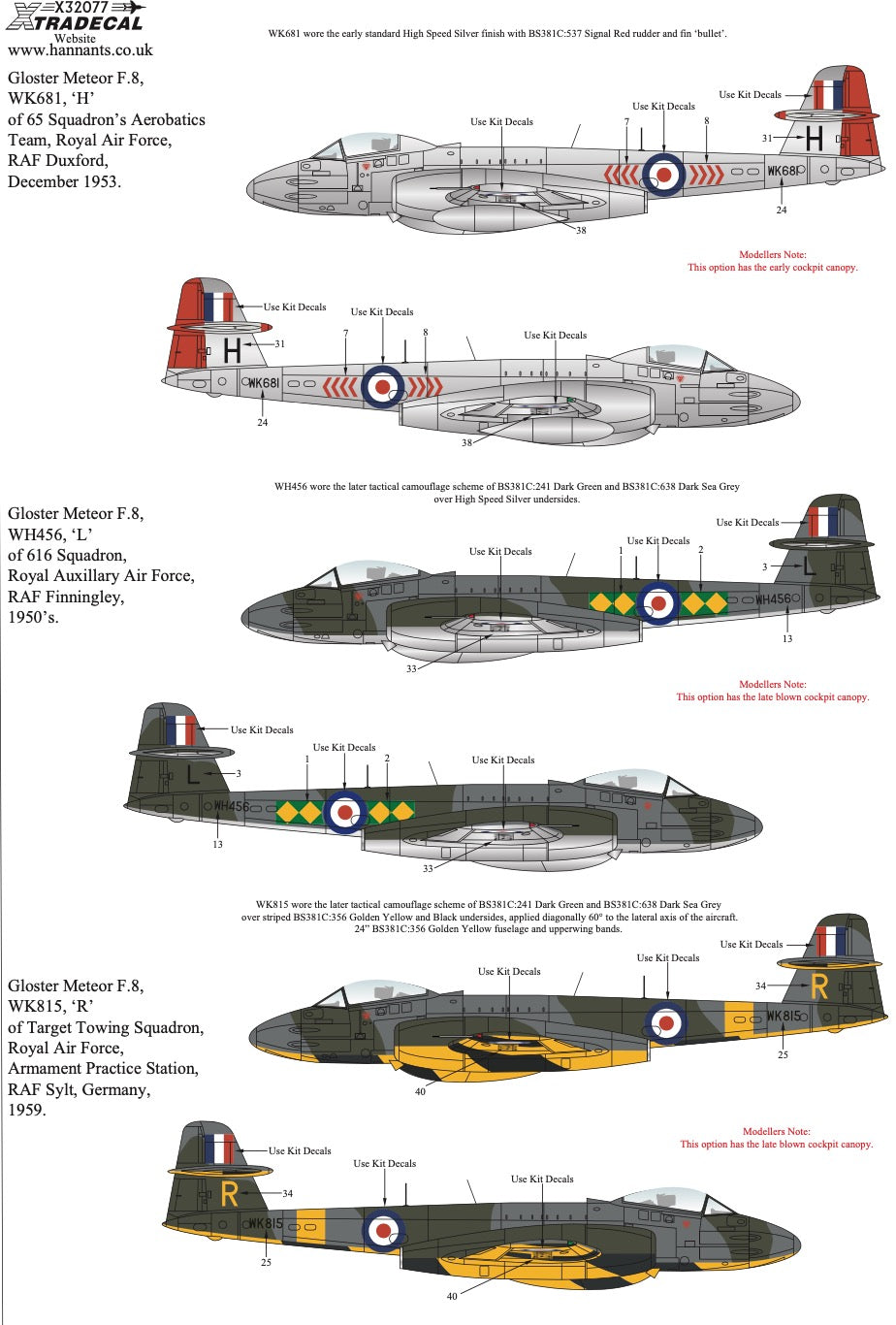 Xtradecal X32077 1:32 Gloster Meteor F.8