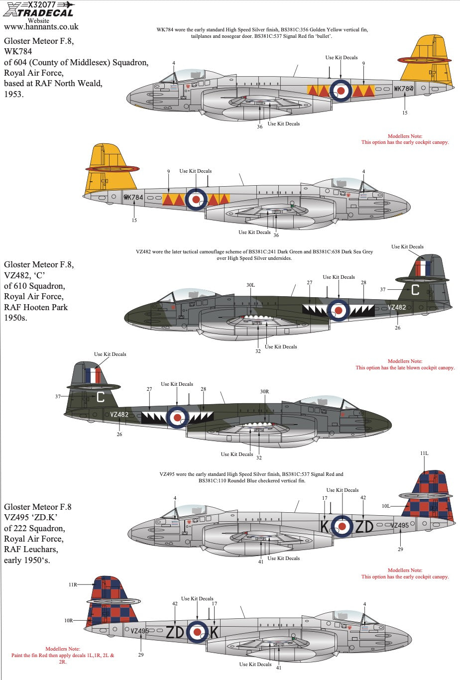 Xtradecal X32077 1:32 Gloster Meteor F.8