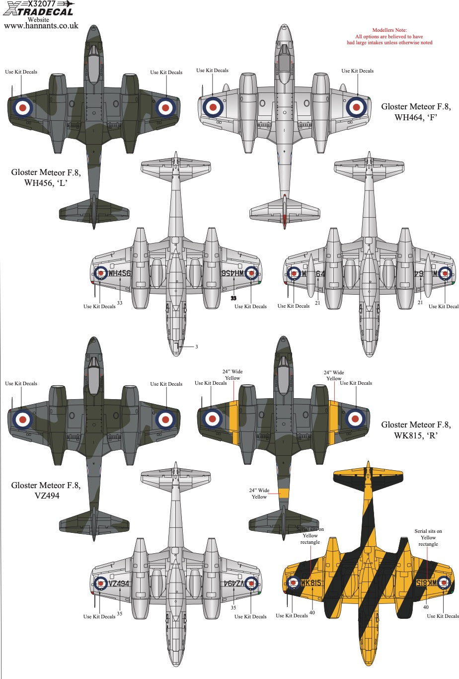 Xtradecal X32077 1:32 Gloster Meteor F.8