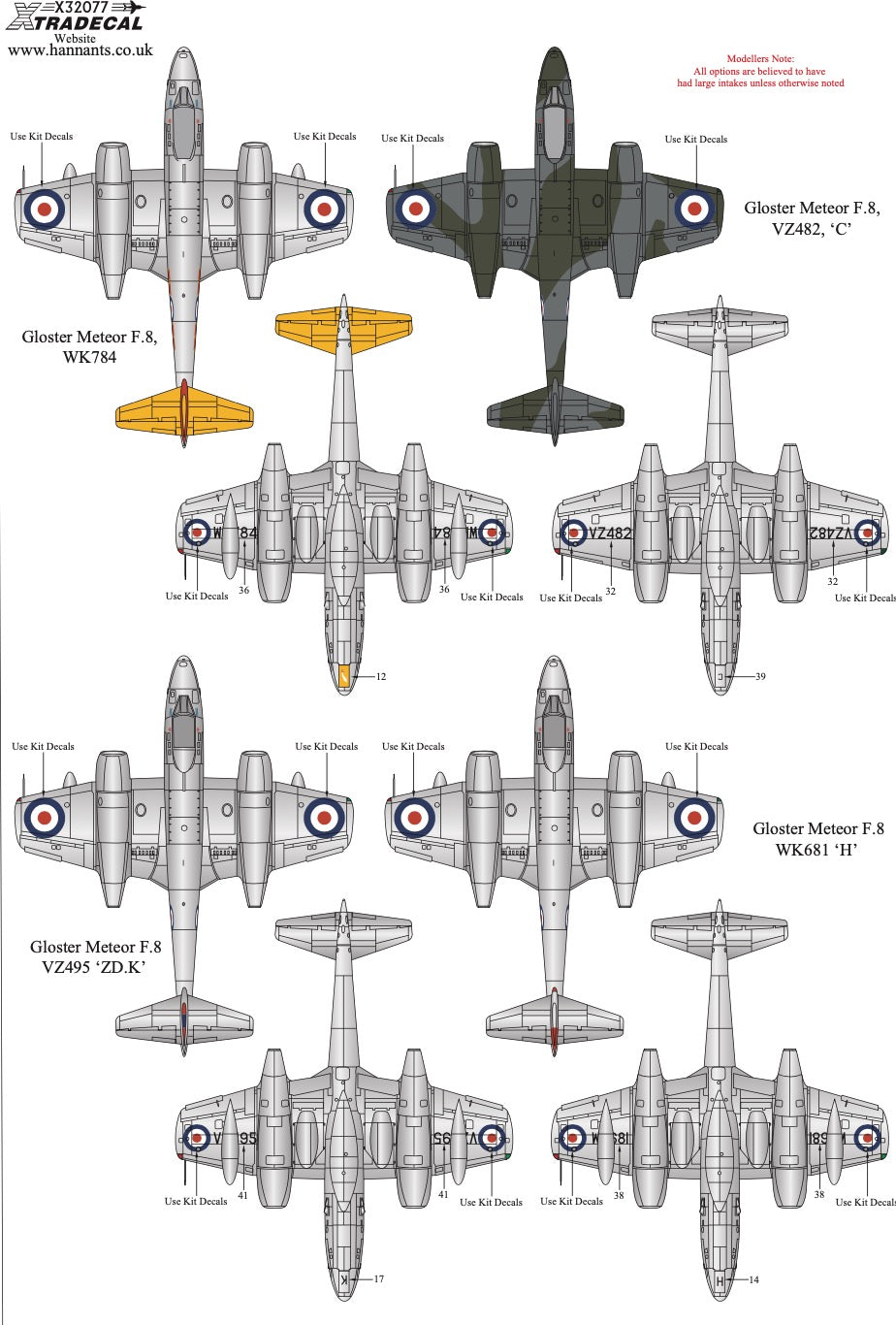 Xtradecal X32077 1:32 Gloster Meteor F.8